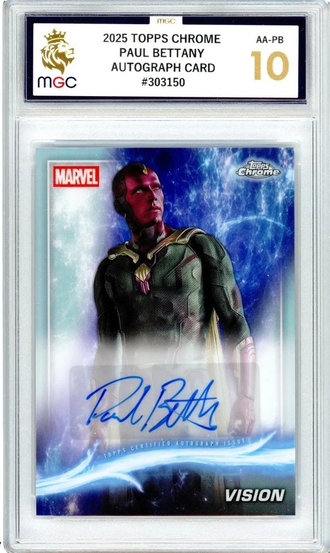 Topps Marvel Studios Chrome 2025 Paul Bettany VISION Auto Card Graded MGC 10
