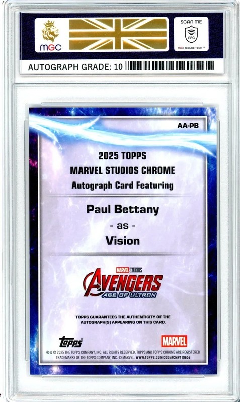 Topps Marvel Studios Chrome 2025 Paul Bettany VISION Auto Card Graded MGC 10 view 2