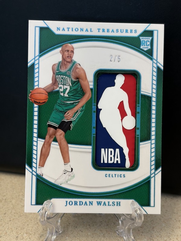 2023-24 NATIONAL TREASURES JORDAN WALSH ROOKIE LOGOMAN 2/5 BOSTON CELTICS RC