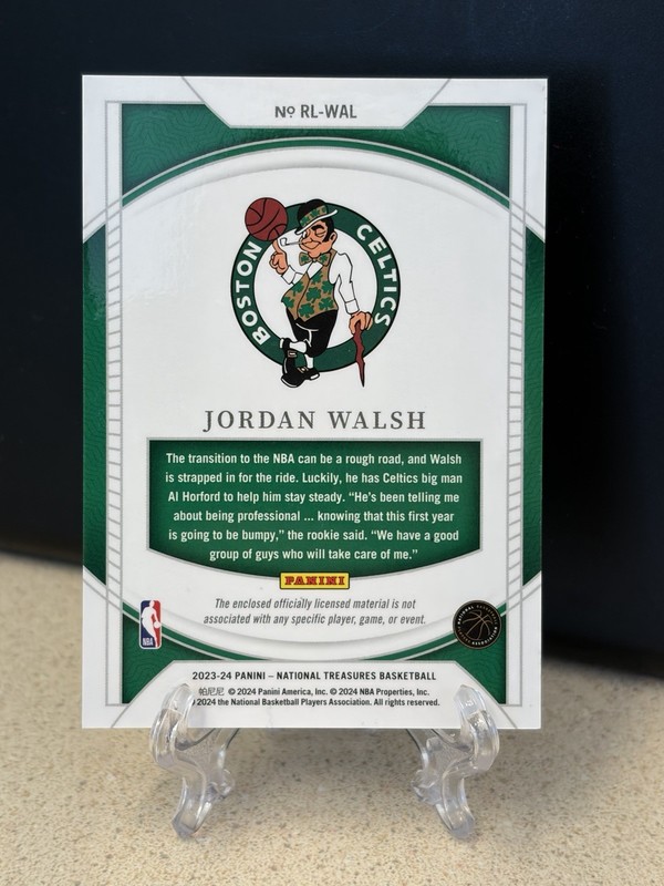 2023-24 NATIONAL TREASURES JORDAN WALSH ROOKIE LOGOMAN 2/5 BOSTON CELTICS RC view 2