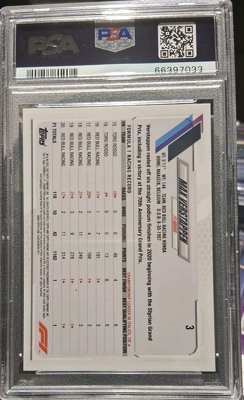 MAX VERSTAPPEN Red Bull F1 World Champion 2021 Topps Chrome F1 #3 PSA 10🔴⭐️🏁 view 2