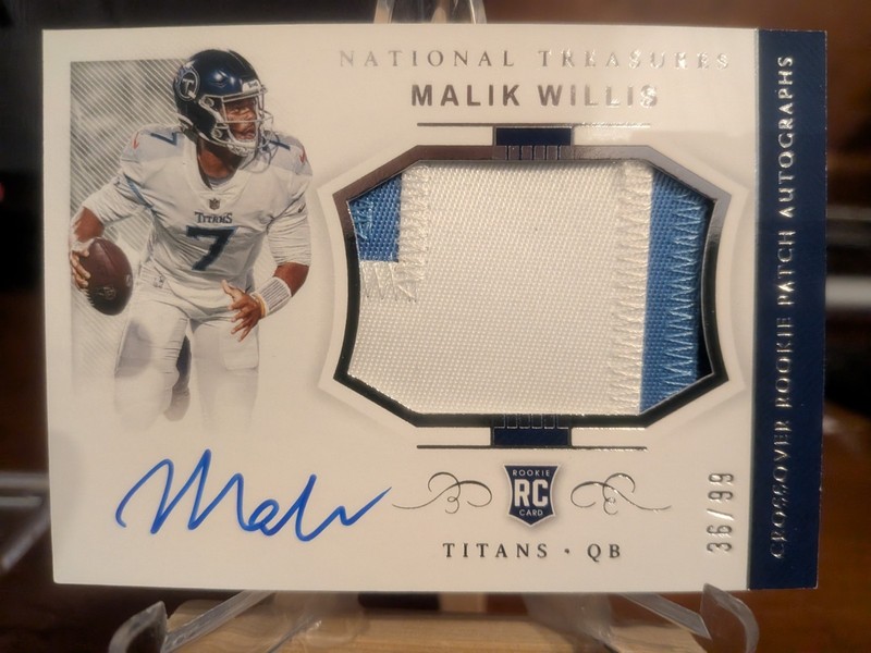 Malik Willis RC - National Treasures - Crossover Rookie Patch Auto /99 #CRPA-MW