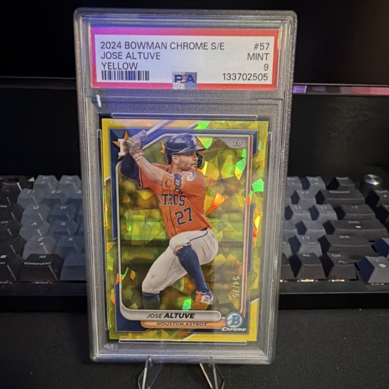 Bowman Chrome Sapphire Jose Altuve #57 Yellow /75 PSA 9 Houston Astros