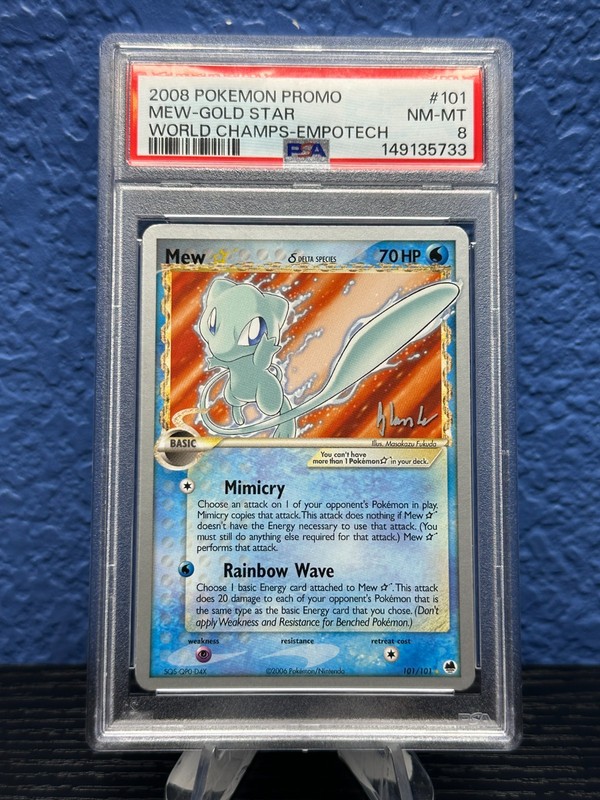 2008 POKEMON PROMO MEW-GOLD STAR WRLD-CHAMP-EMPOTECH NM-MT 8 PSA #101