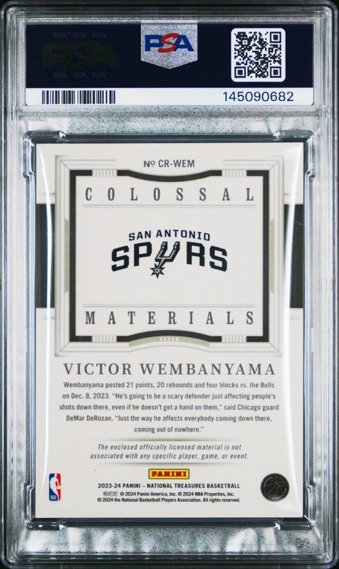 2023 wembanyama rookie colossal /99 Psa 8 view 2