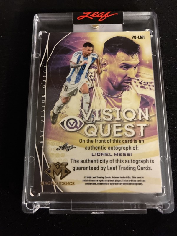 2026 Leaf Magnificence LIONEL MESSI Auto Vision Quest Platinum 2/4 view 2