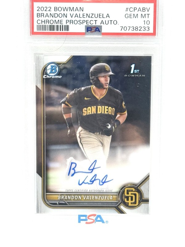 Brandon Valenzuela 2022 Bowman Chrome AUTO #CPABV RC PSA 10 Toronto Blue Jays