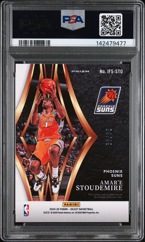 Amar'e Stoudemire 2024-25 Select In Flight Auto Blue SP #/49 PSA 9 #IFS-STO view 2