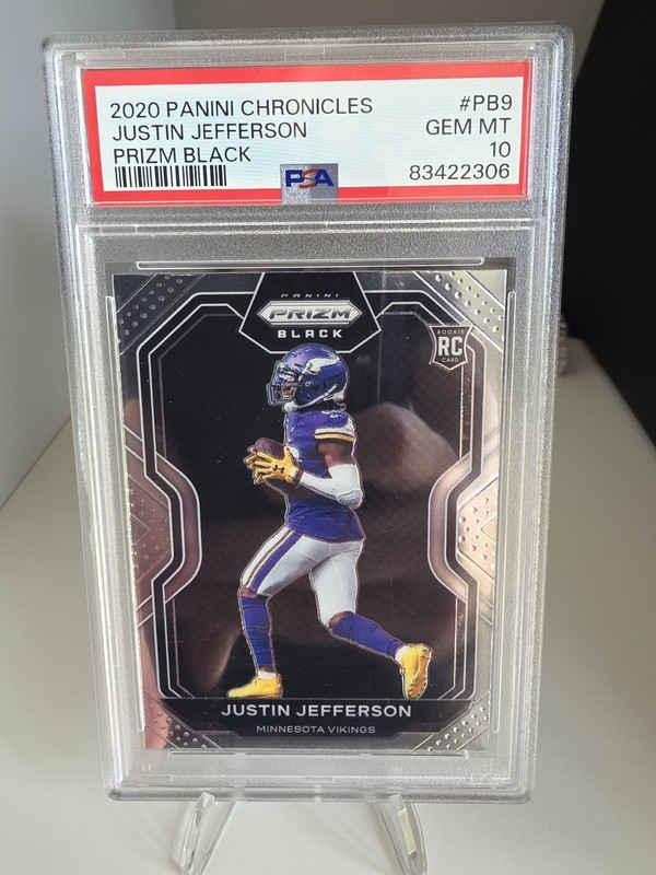 2020 Panini Prizm Black Justin Jefferson Rookie Card PSA 10