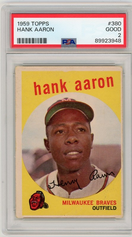 1959 Topps Set-Break #380 Hank Aaron PSA 2 GOOD
