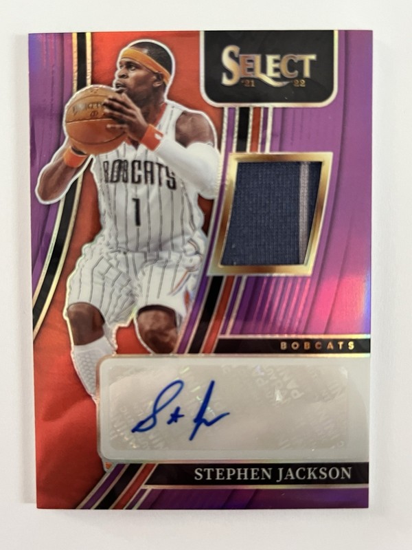 2021-22 Select Stephen Jackson Patch Auto /99 AM-SJK Bobcats Game Worn NM Prizm