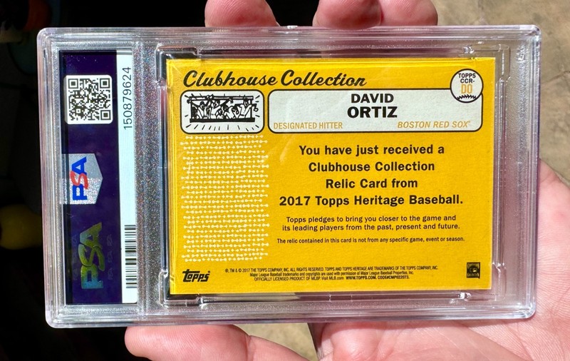 DAVID ORTIZ 2017 topps heritage CLUBHOUSE gold GAME JERSEY 63/99 PSA MT 9 pop=1 view 2