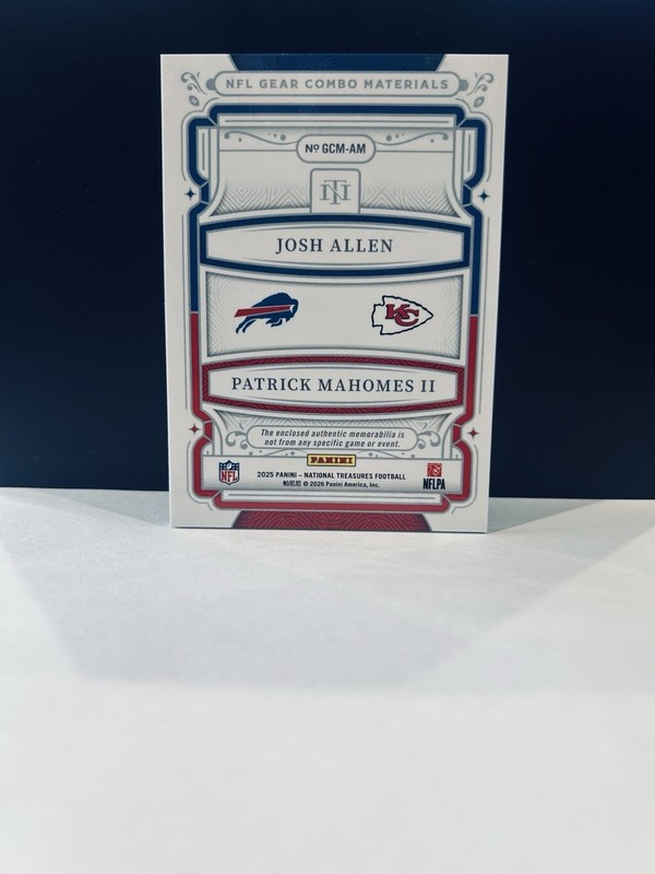 Panini National Treasures 2025 NFL Gear Allen Mahomes #GCM-AM /99 MEM view 2