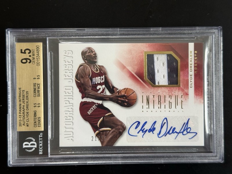 BGS 9.5 2013-14 Panini Intrigue Clyde Drexler Auto Prime Patch Jersey /25 GEM #7