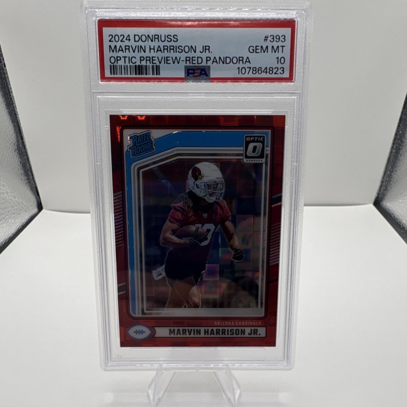 2024 Donruss Marvin Harrison Jr Rated Rookie Optic Preview Red Pandora PSA 10