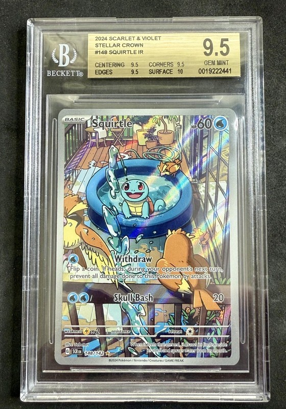 2024 Pokemon Stellar Crown #148/142 Squirtle Illustration Rare BGS 9.5 True Gem+