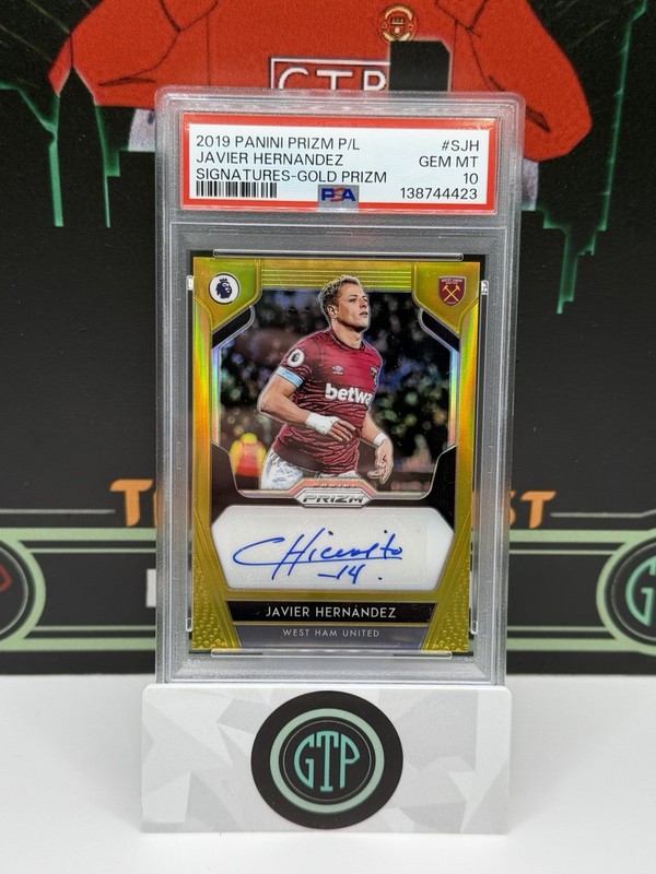 2019 PANINI PRIZM PL  JAVIER HERNANDEZ GOLD PRIZM AUTO 9/10 PSA 10 POP 4 JRSY #