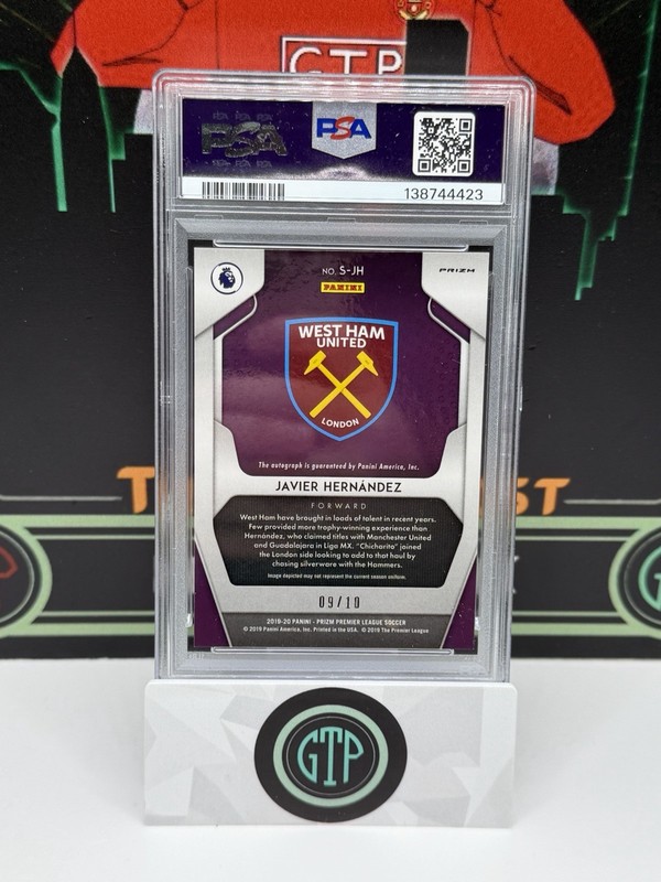 2019 PANINI PRIZM PL  JAVIER HERNANDEZ GOLD PRIZM AUTO 9/10 PSA 10 POP 4 JRSY # view 2