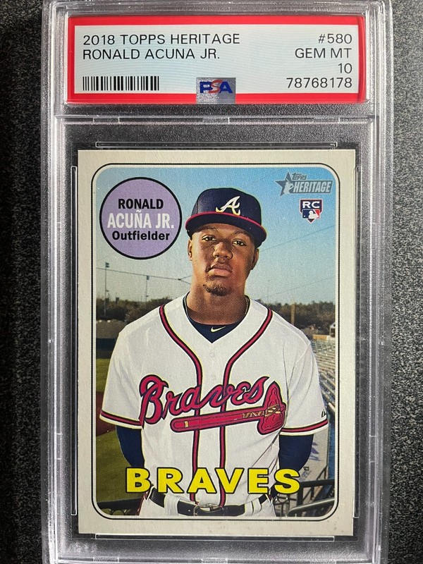 2018 Topps Heritage High Number Ronald Acuna Jr #580 Rookie Card PSA 10