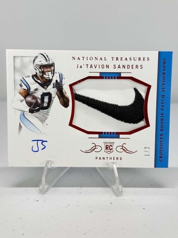 2024 Panini National Treasures JaTavion Sanders RPA Nike Swoosh /2 Rookie Auto view 1