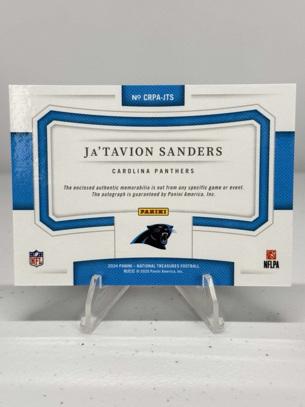 2024 Panini National Treasures JaTavion Sanders RPA Nike Swoosh /2 Rookie Auto view 2