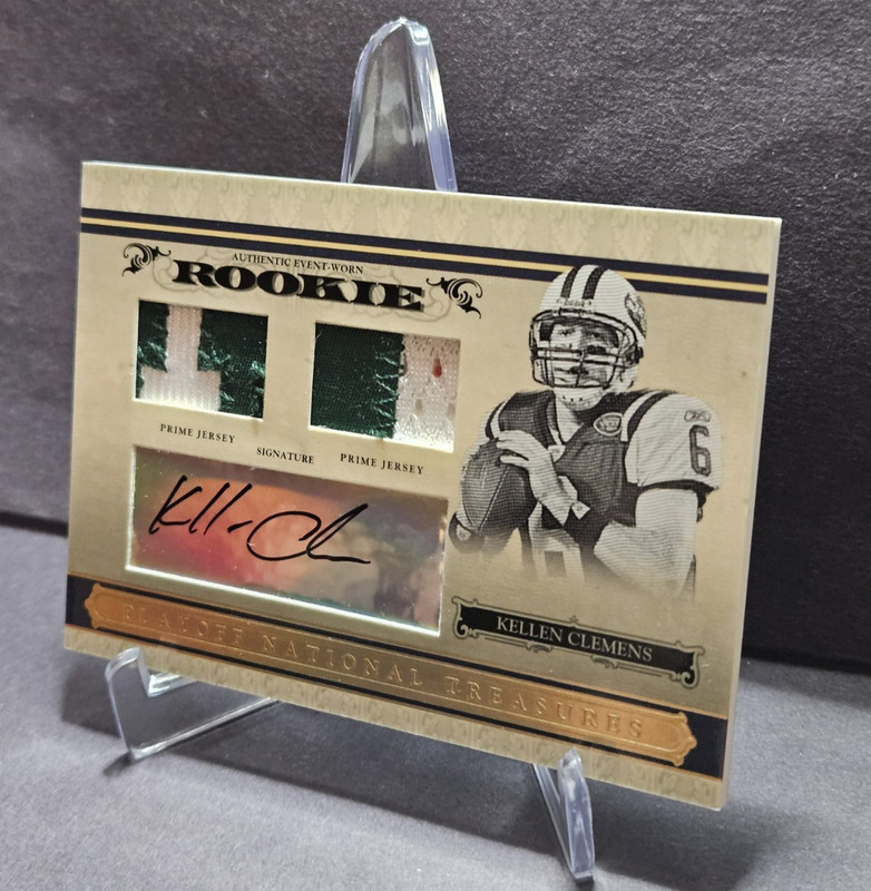2006 Playoff National Treasures Kellen Clemens #127 Patch Gold Auto /30 Jets view 2