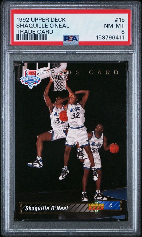 1992 Upper Deck #1B Shaquille O'Neal Shaq Magic PSA 8 NM-Mint Rookie Trade Card
