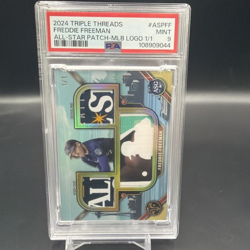 2024 Triple Threads Freddie Freeman 1/1 All-Star Game Worn Logoman Patch PSA 9 view 2