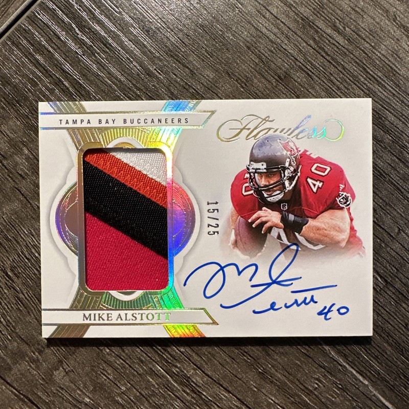 Mike Alstott 2025 Panini Flawless #PA-MAT Patch Auto 15/25 Buccaneers On/Card