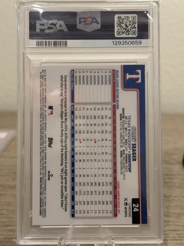 2025 Topps Chrome Image Variation Corey Seager #24 Refractor PSA 8 Rangers 🔥 view 2
