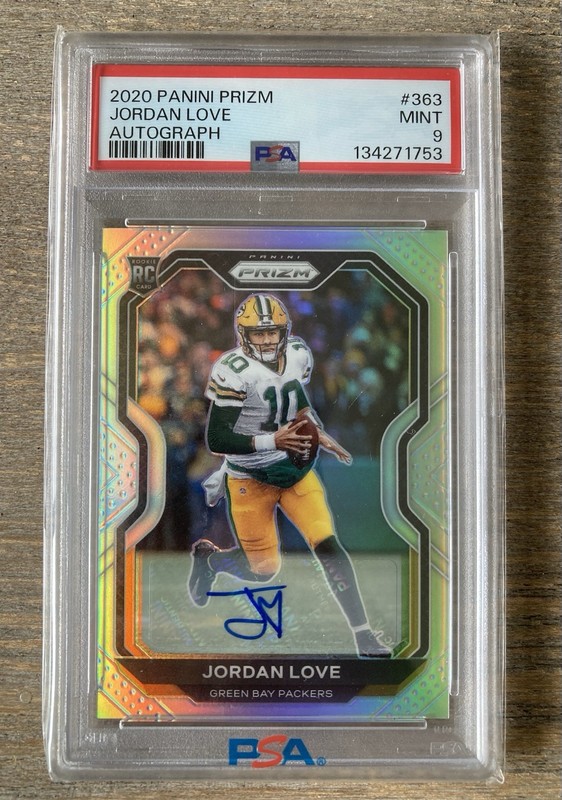2020 Prizm Jordan Love RC Silver Auto 363 PSA 9