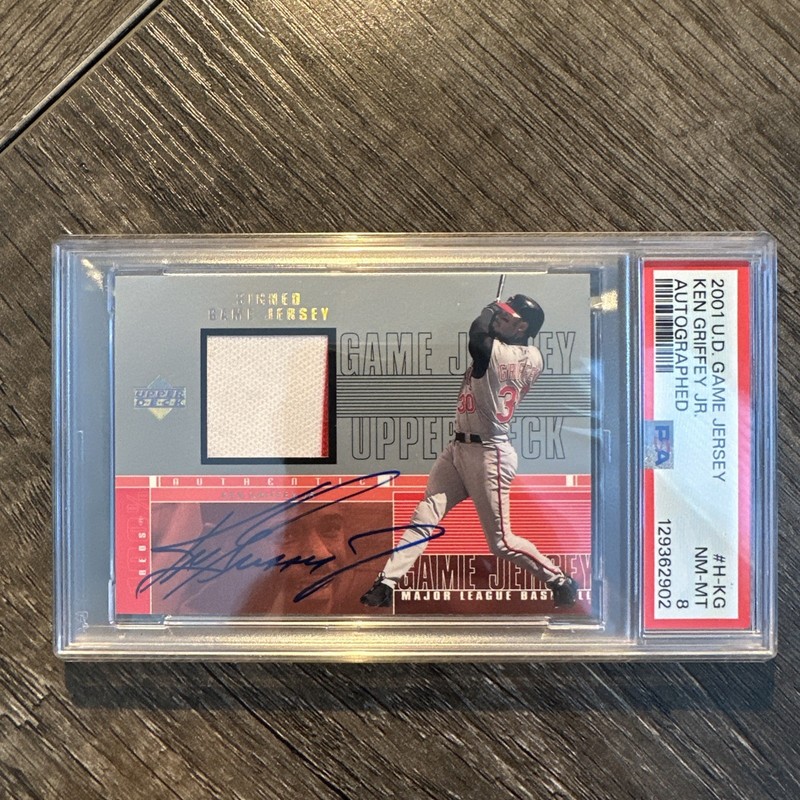 Ken Griffey, Jr. 2001 Upper Deck Game Jersey #H-KG Patch Auto PSA 8 Game-Used