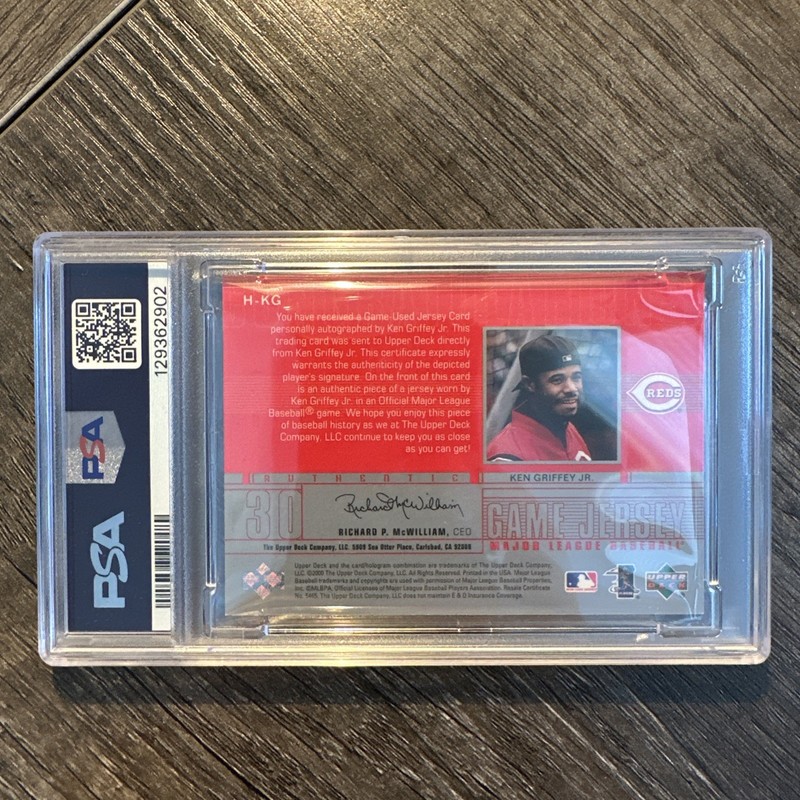 Ken Griffey, Jr. 2001 Upper Deck Game Jersey #H-KG Patch Auto PSA 8 Game-Used view 2
