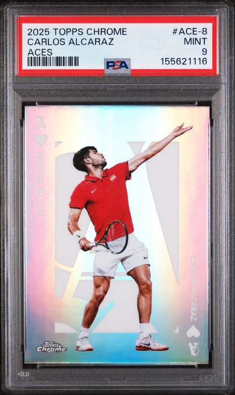 CARLOS ALCARAZ ACES #ACE-8 2025 TOPPS CHROME TENNIS PSA 9 MINT