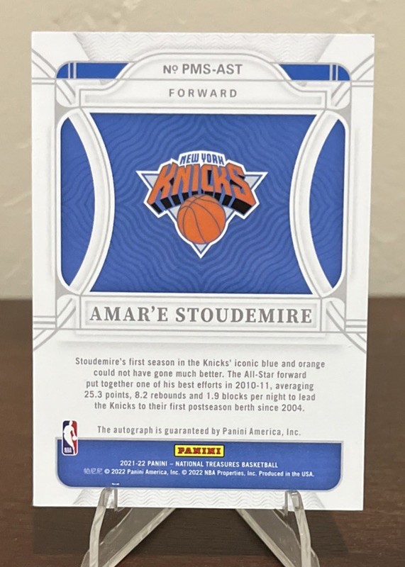 2021-22 National Treasures -Amar’e Stoudemire Penmanship On Card Auto #5/5 NM MT view 2