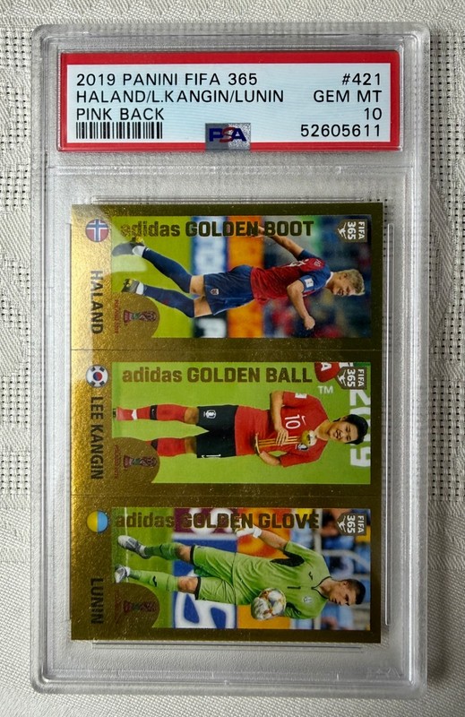 2019 PANINI FIFA 365 Erling Haaland #421 Pink Back Rookie PSA 10 RC SP
