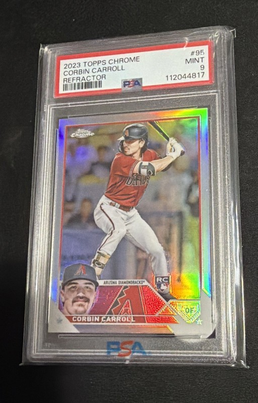 Corbin Carroll 2023 Topps Chrome Refractor PSA 9 Arizona Diamondbacks view 2