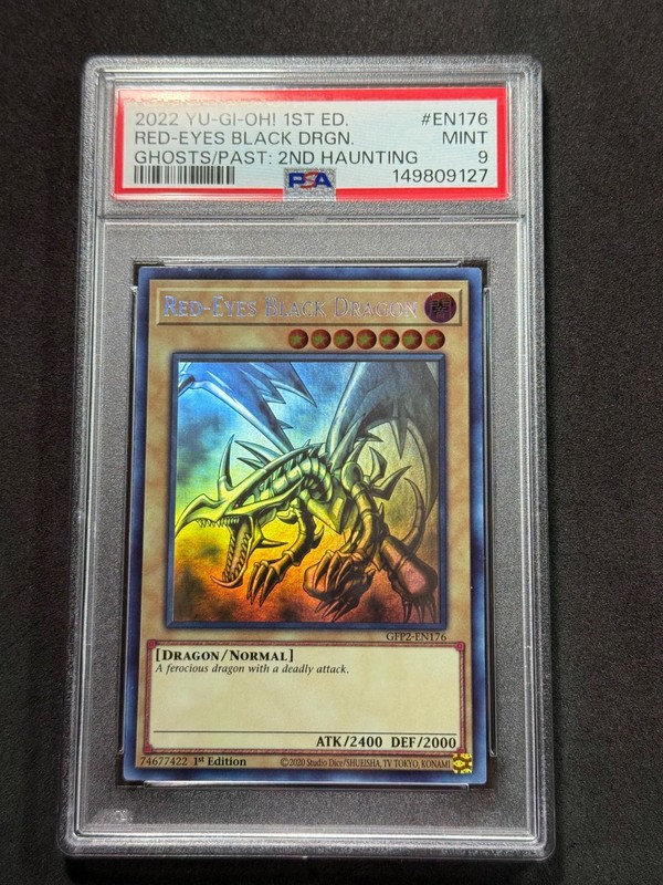 Yugioh PSA 9 Red-Eyes Black Dragon GFP2-EN176 Ghost Rare CLEAN view 2