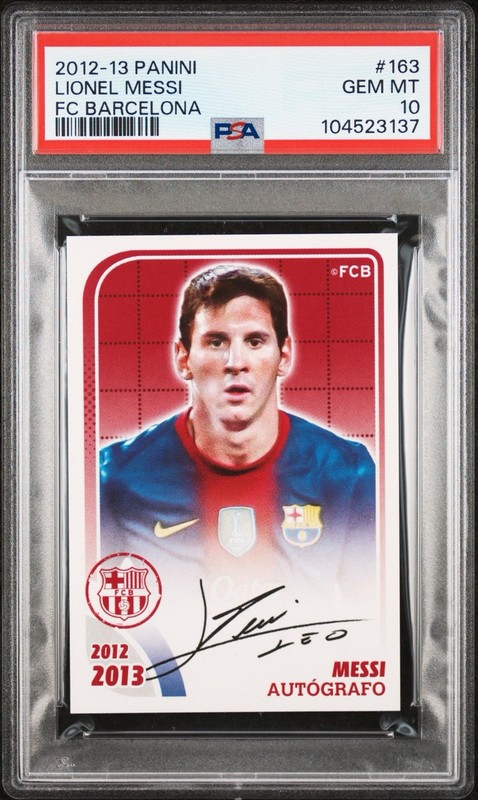 LIONEL MESSI FC Barcelona 2012-13  Autografo PSA 10 Panini Stickers Auto Mint