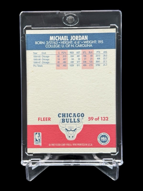 1987/88 Fleer MICHAEL JORDAN 59 OF 132 CHICAGO BULLS 2ND YEAR RC BULLS🔥RARE🔥 view 2