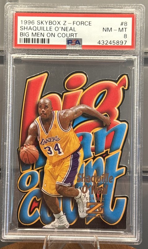 1996 Skybox Z Force Shaquille O’Neal Big Men On Court #8 SSP Case Hit PSA 8