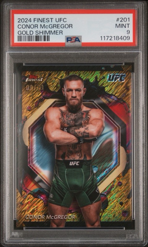 PSA 9 2024 Topps Finest UFC Rare Conor McGregor #201 Gold Shimmer Refractor /39