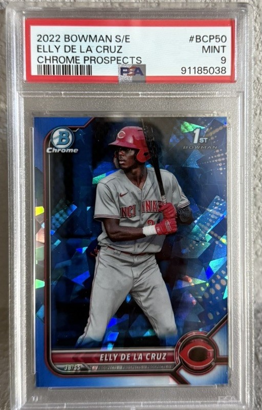 2022 Bowman Sapphire Edition Chrome Prospects Elly De La Cruz #BCP-50 PSA 9 Reds
