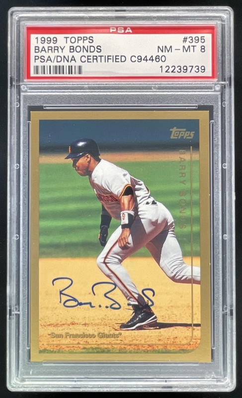 1999 Topps #395 Barry Bonds Autograph Auto PSA 8