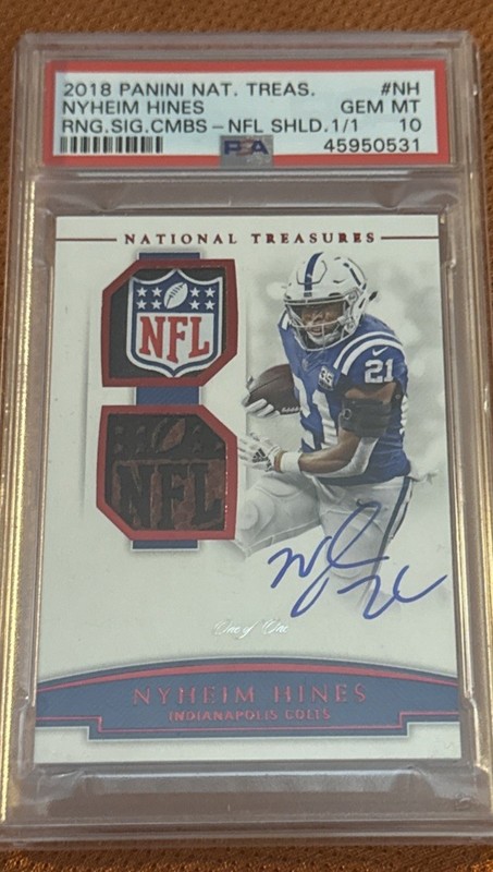 2018 PANINI NATIONAL TREASURES ROOKIE NFL GEAR SIGNATURE COMBOS | NFL SHIELD 1/1