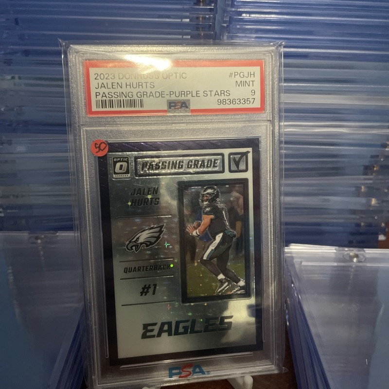 PSA 9: Panini Donruss Optic - Passing Grade Jalen Hurts Purple Stars Prizm /25