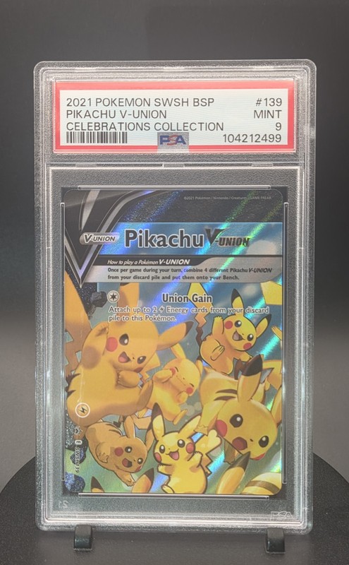 PSA 9 2021 POKEMON SWSH BSP CELEBRATIONS COLLECTION PIKACHU V-UNION #139