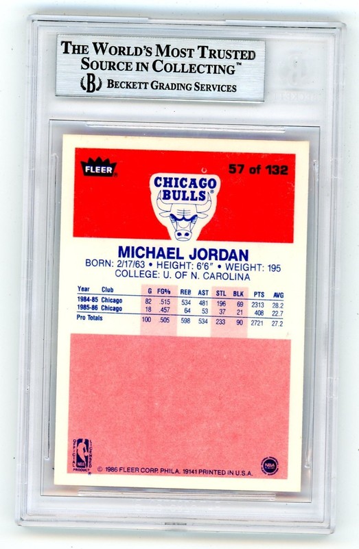 1986 Fleer Michael Jordan Rookie RC #57 Bulls BGS 8.5 view 2