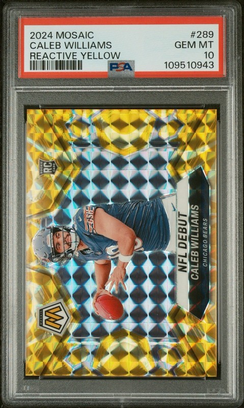 2024 PANINI MOSAIC REACTIVE YELLOW #289 CALEB WILLIAMS PSA 10