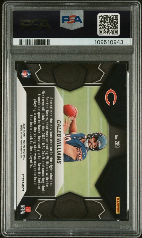 2024 PANINI MOSAIC REACTIVE YELLOW #289 CALEB WILLIAMS PSA 10 view 2